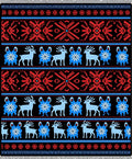Black Red Blue Deer Folk Art Rug