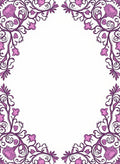 Ornate Plum Floral Swirl Border Rug
