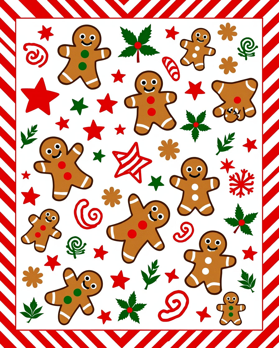 Merry Gingerbread Man Holiday Collage Rug