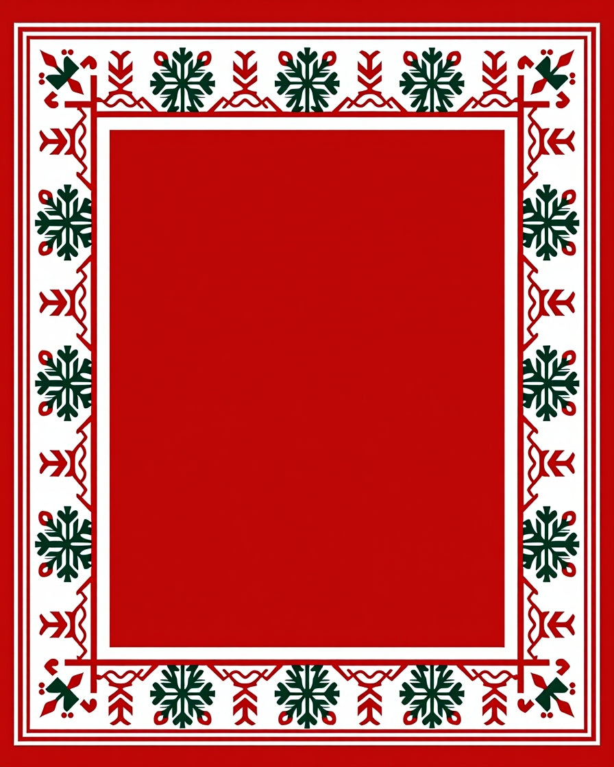 Crimson Forest Snowflake Border Rug