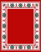 Crimson Forest Snowflake Border Rug