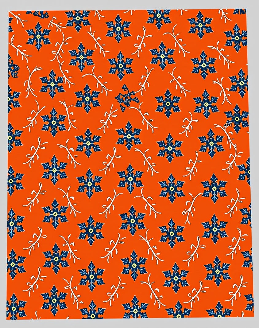 Vibrant Orange Starburst Floral Accents Rug