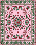 Pink Red Green Floral Garden Medallion Rug