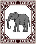 Rustic Elephant With Ornate Border Rug