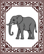Rustic Elephant With Ornate Border Rug