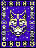 Mystical Purple Cat Starry Night Rug