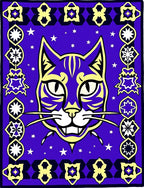 Mystical Purple Cat Starry Night Rug