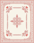 Crimson Heart Floral Border Rug