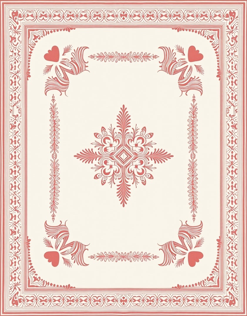 Crimson Heart Floral Border Rug