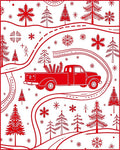 Crimson Truck Christmas Tree Meadow Rug