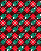 Festive Green Red Plaid Figures Rug