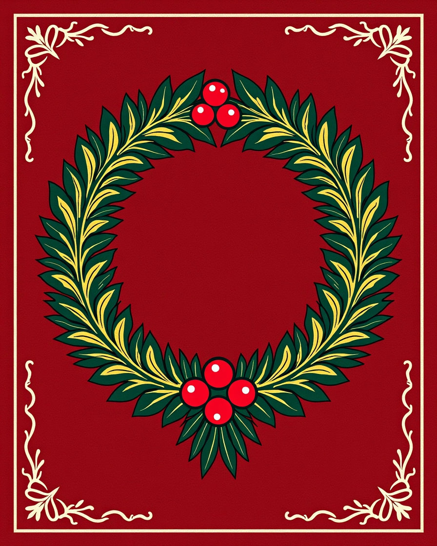 Holiday Wreath Red Green Berry Rug