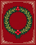 Holiday Wreath Red Green Berry Rug