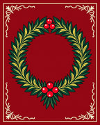 Holiday Wreath Red Green Berry Rug