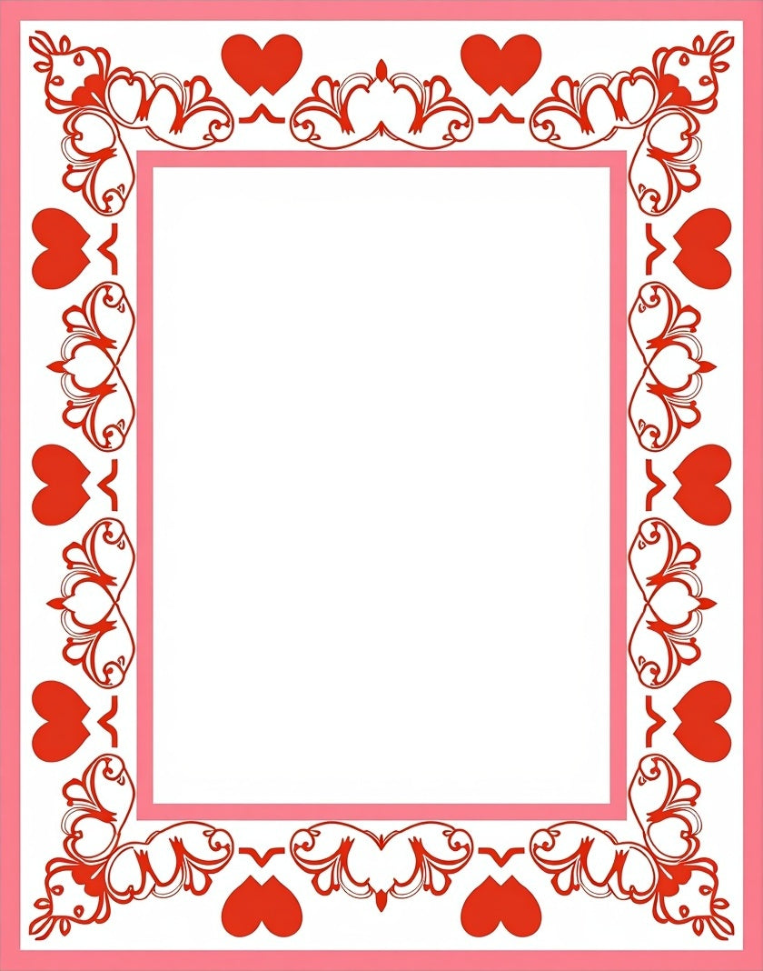 Red Heart Floral Frame Rug