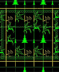 Neon Green Stag Forest Line Art Rug