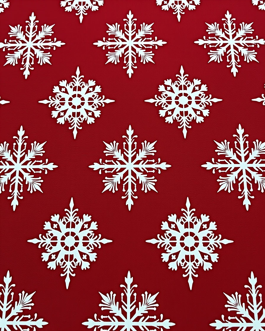 White Snowflake Holiday Red Rug