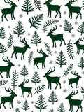 Dark Forest Deer Pine Branches Snowflakes Rug