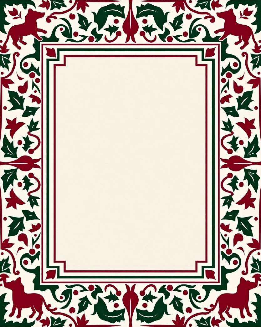 Crimson Black Forest Creature Border Rug