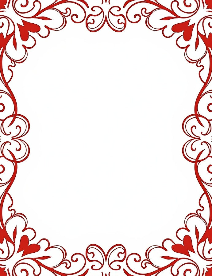 Classic Red Floral Swirl Border Rug