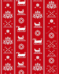Red White Christmas Sleigh Snowflakes Rug