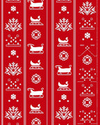 Red White Christmas Sleigh Snowflakes Rug