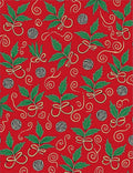 Red Green Holly Twig Swirl Rug