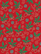 Red Green Holly Twig Swirl Rug