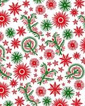 Red Green Starburst Blossom Scatter Rug