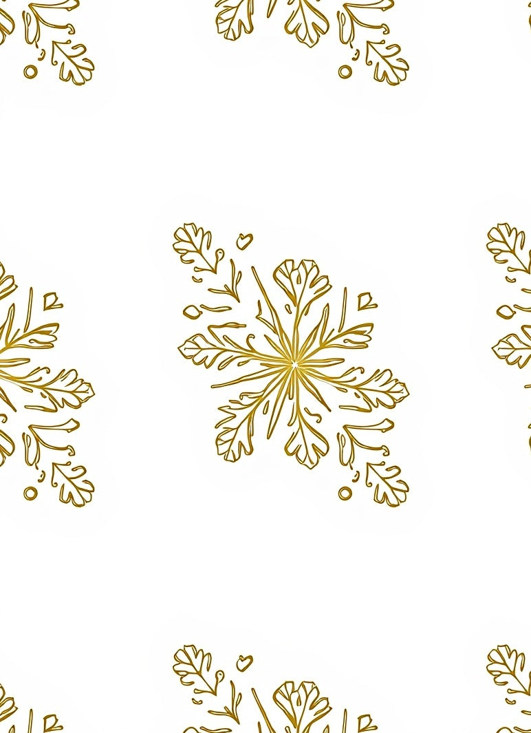 Golden Snowflake Botanical Outline Rug
