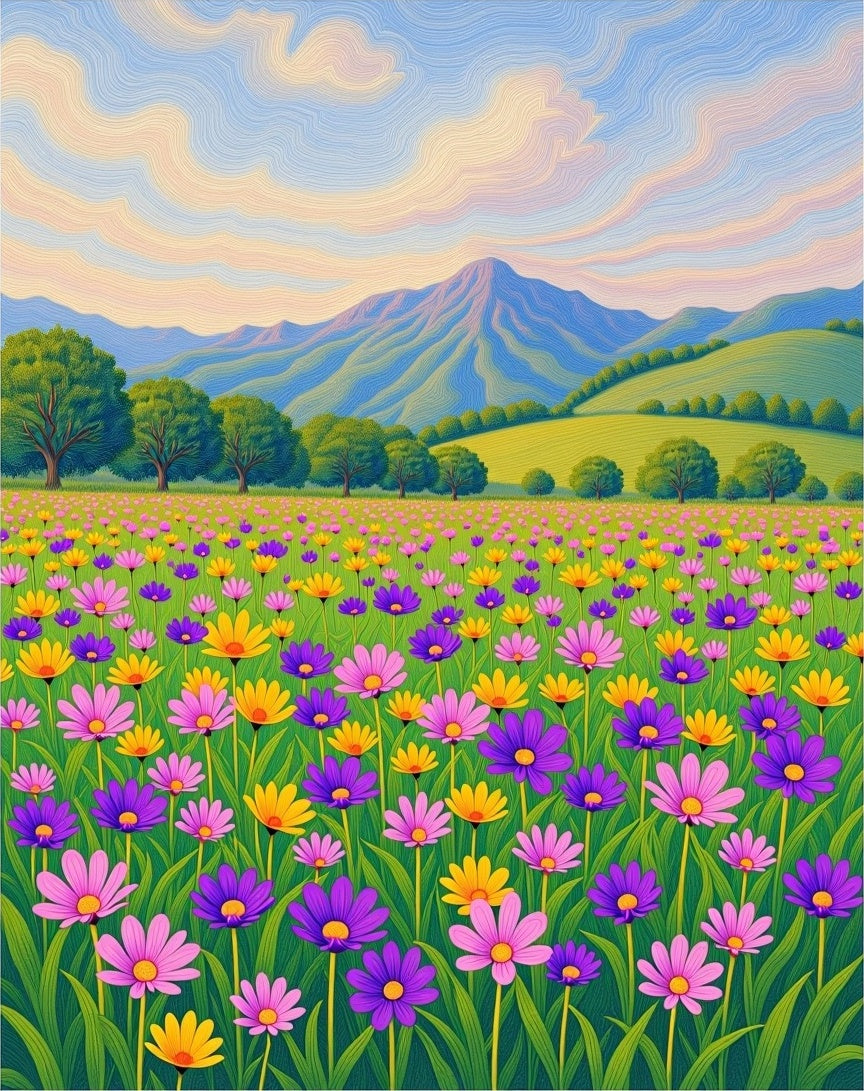 Vivid Floral Fields Mountain Meadow Rug