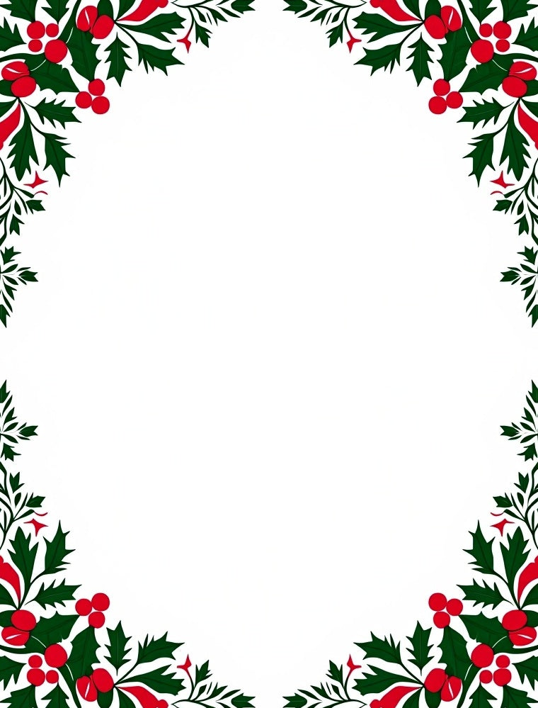 Crimson Holly Berry Garland Border Rug