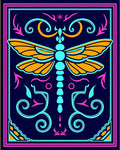 Bright Neon Dragonfly Swirls Rug