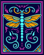 Bright Neon Dragonfly Swirls Rug