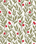 Red Berry Branch Foliage Rag Rug