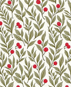 Red Berry Branch Foliage Rag Rug