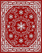 Crimson White Snowflake Scroll Medallion Rug