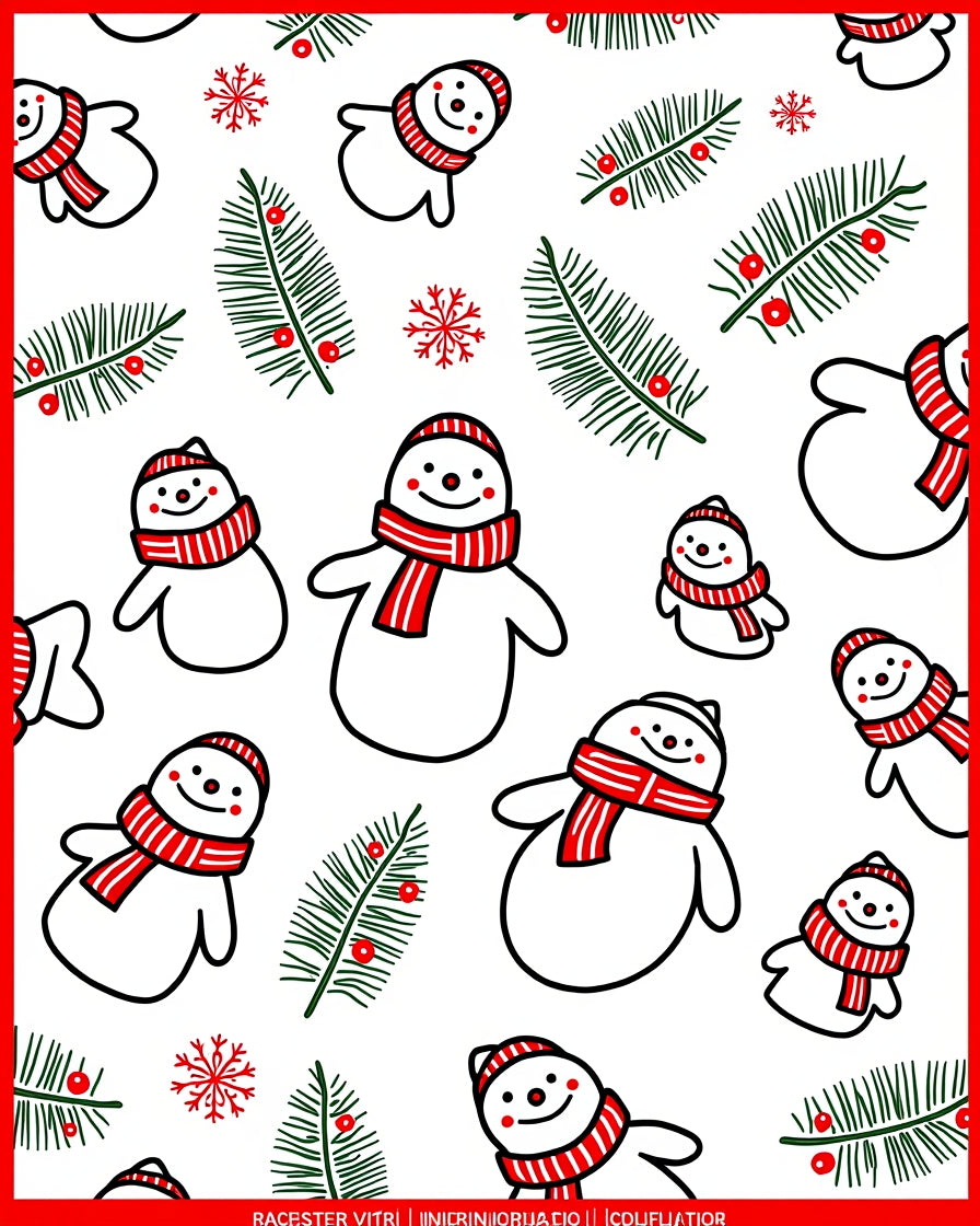 Charming Snowman Pine Berry Repeat Rug