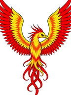 Fiery Red Yellow Phoenix Ascent Rug