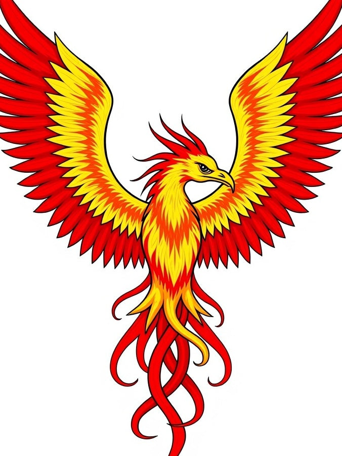 Fiery Red Yellow Phoenix Ascent Rug