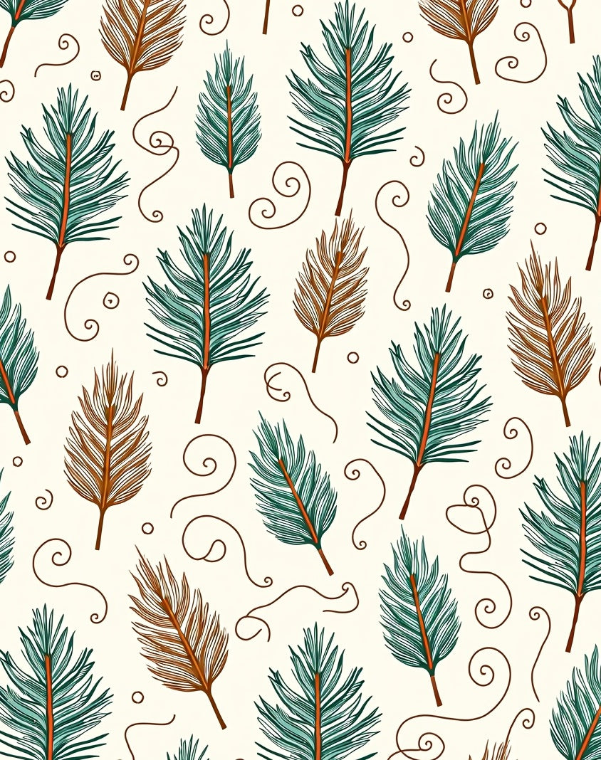 Teal Brown Pine Needle Swirls Rug