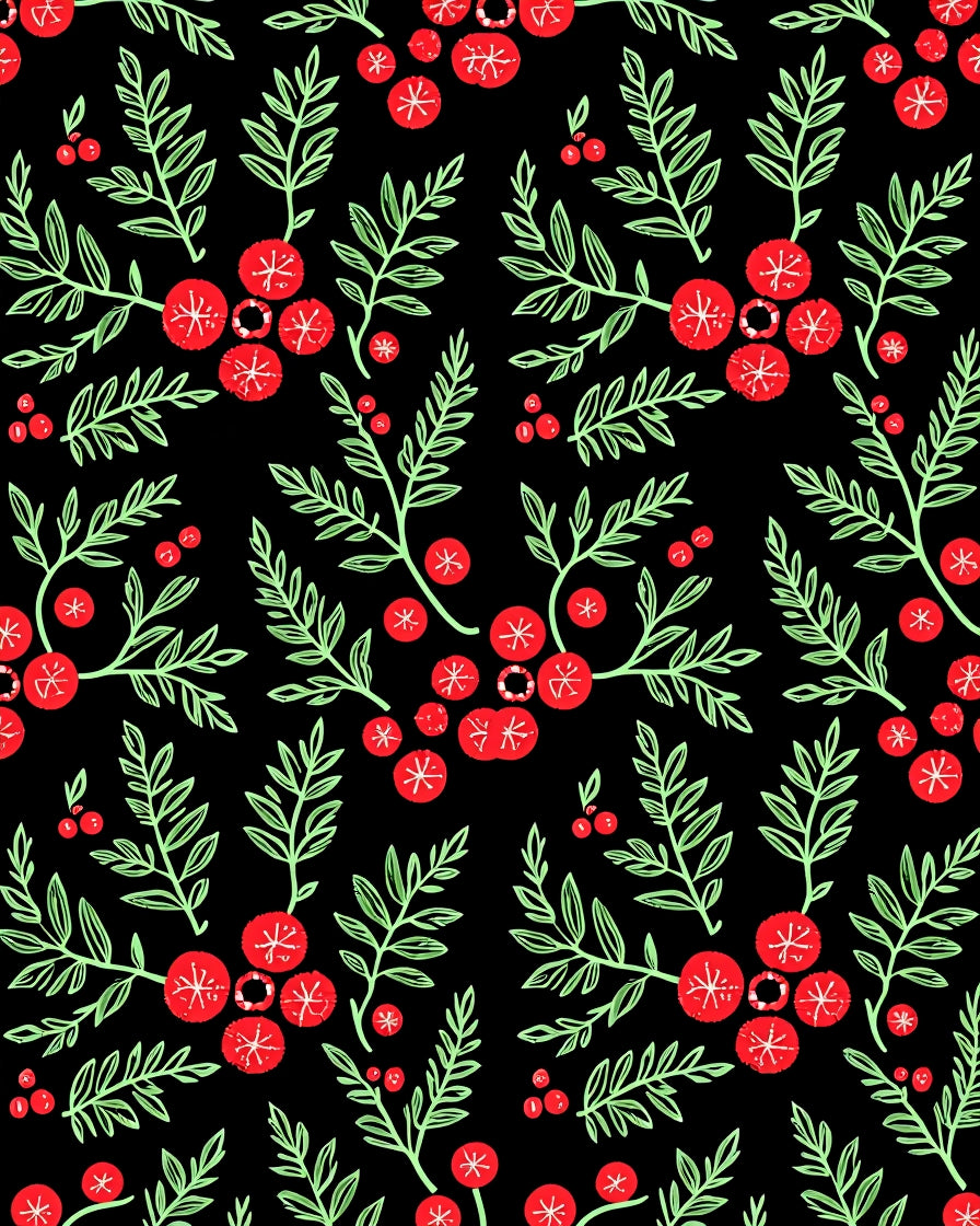 Red Cherry Berry Leaves Rug