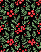 Red Cherry Berry Leaves Rug