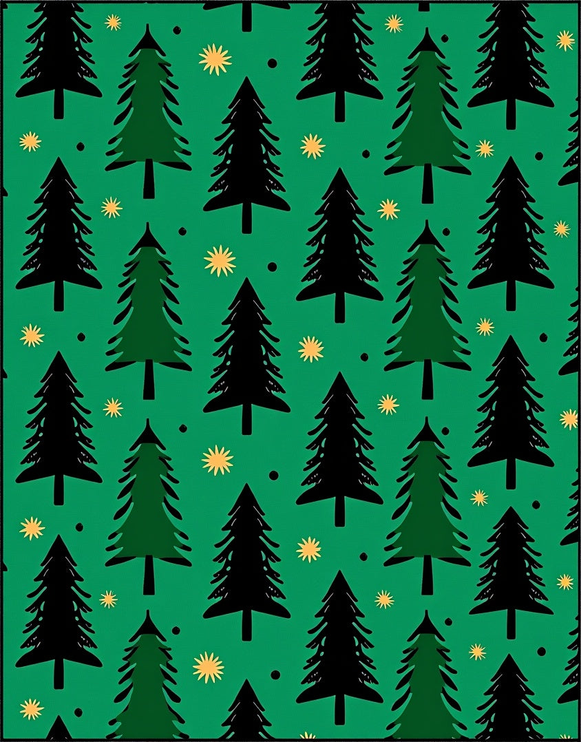 Festive Green Pine Tree Collection Rug