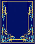 Midnight Blue Golden Leaf Border Rug