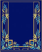 Midnight Blue Golden Leaf Border Rug