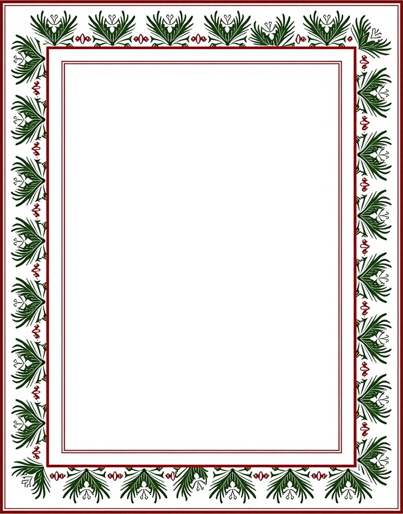 Dark Green Red Floral Border Rug