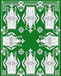 Emerald Green Ornate Archway Motif Rug