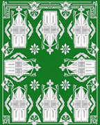 Emerald Green Ornate Archway Motif Rug