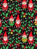 Cute Gnomes Holly Berry Glitter Black Rug